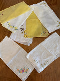 Lot #12 Vintage Yellow Embroidered Hankies