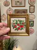 Tiny Strawberry Embroidery framed