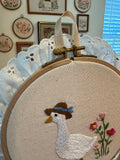 Goose Embroidery with ruffle trim