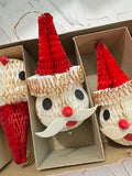 Vintage Honeycomb Santa Ornaments