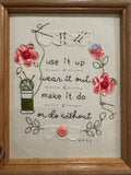 Use Up or Go Without Framed embroidery