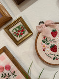Tiny Strawberry Embroidery framed