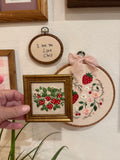Tiny Strawberry Embroidery framed