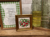 Tiny Strawberry Embroidery framed