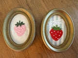 Hand Embroidered Fridge Magnets STRAWBERRIES no.3